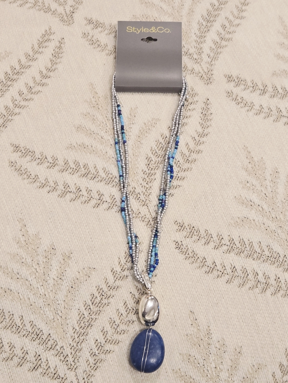 New - Style & Co Stone & Seed Bead Multi-Chain Pendant Necklace in beaded chains